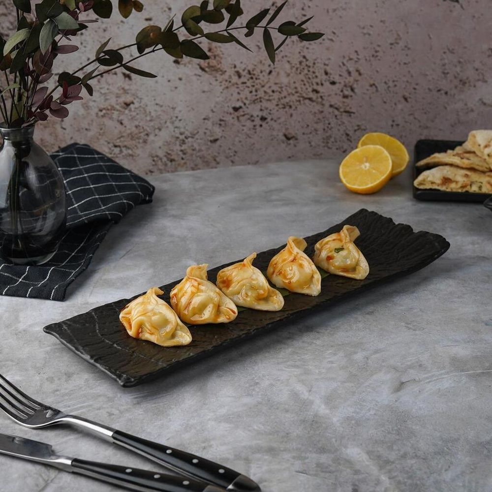 Блюдо прямоугольное 33*11 см h2,5 см для закусок бортом Side Up1 Black Raw Wood P.L. [3]