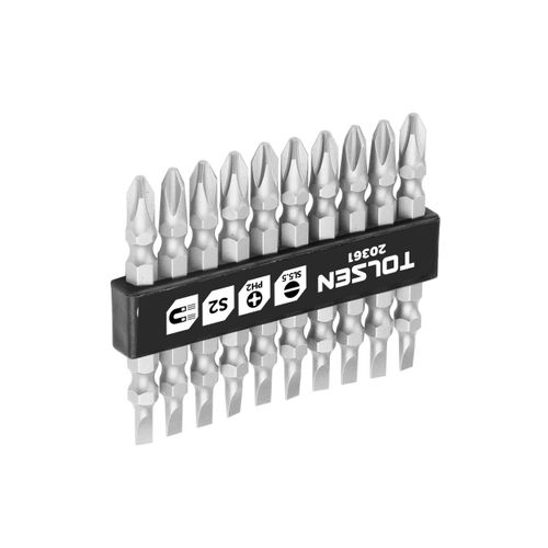 TOLSEN (TT20361) Набор вставок (бит) торцевых 1/4", Ph2 х 5,5х0,8 мм, 65 мм, двухсторонних, 10 предметов
