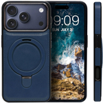 Business style чехол из кожи для IPHONE 17 PRO с кольцом-подставкой и бархатной подкладкой