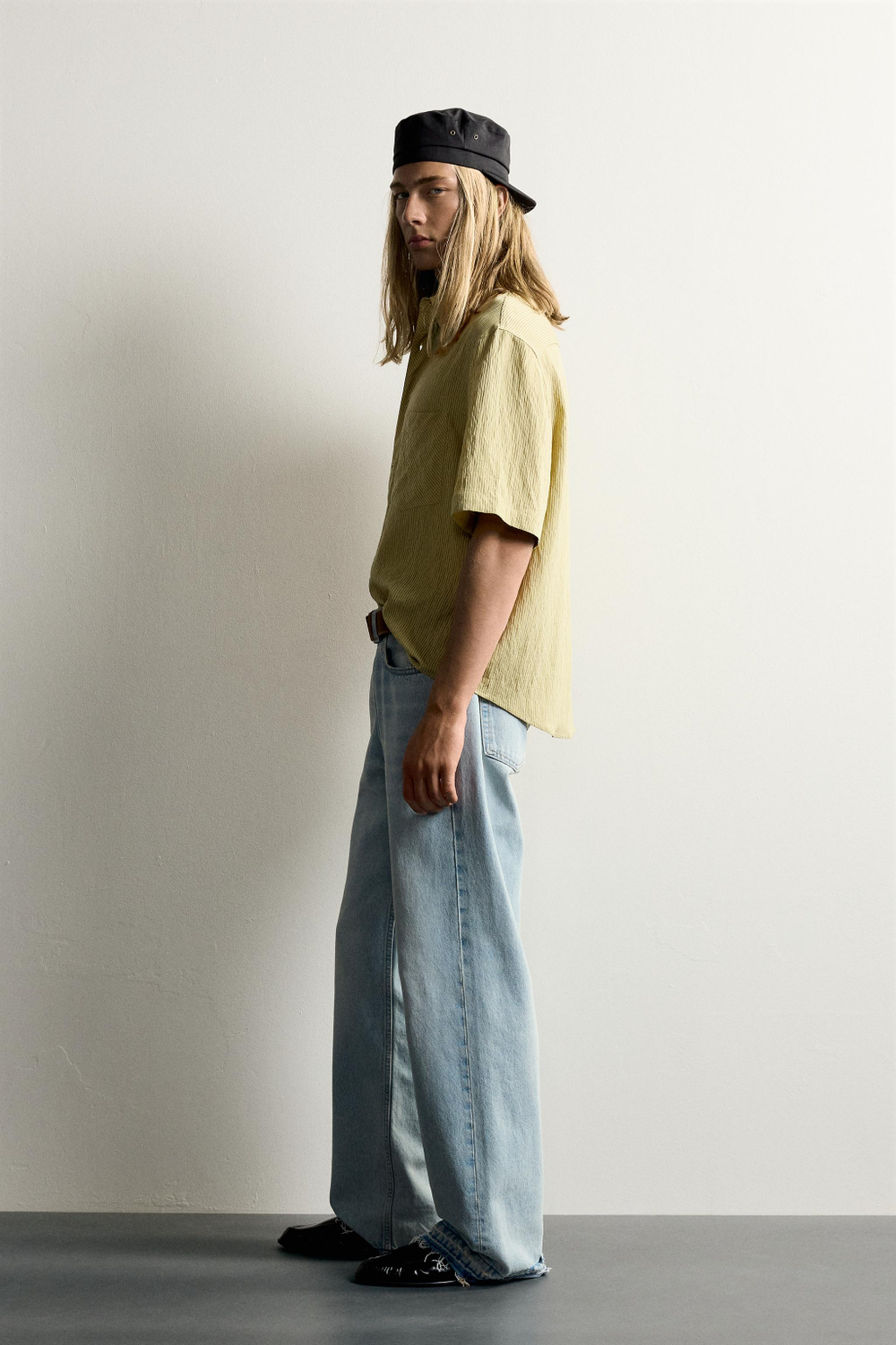 ЖАККАРДОВАЯ РУБАШКА В ПОЛОСКУ КРОЯ BOXY — ZARA