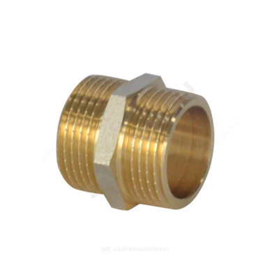 Ниппель латунь никель Ду 32 (1 1/4") НР 9022 ГОСТ 32585-2013 Aquasfera 9022-04