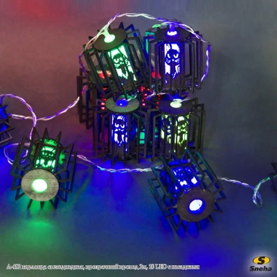 A-482 гирлянда светодиодная, прозрачный провод 2м, 10 LED с насадками