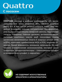 Quattro корм для взрослых собак породы Американский эскимосский шпиц, с лососем, 12 кг, QUATTRO