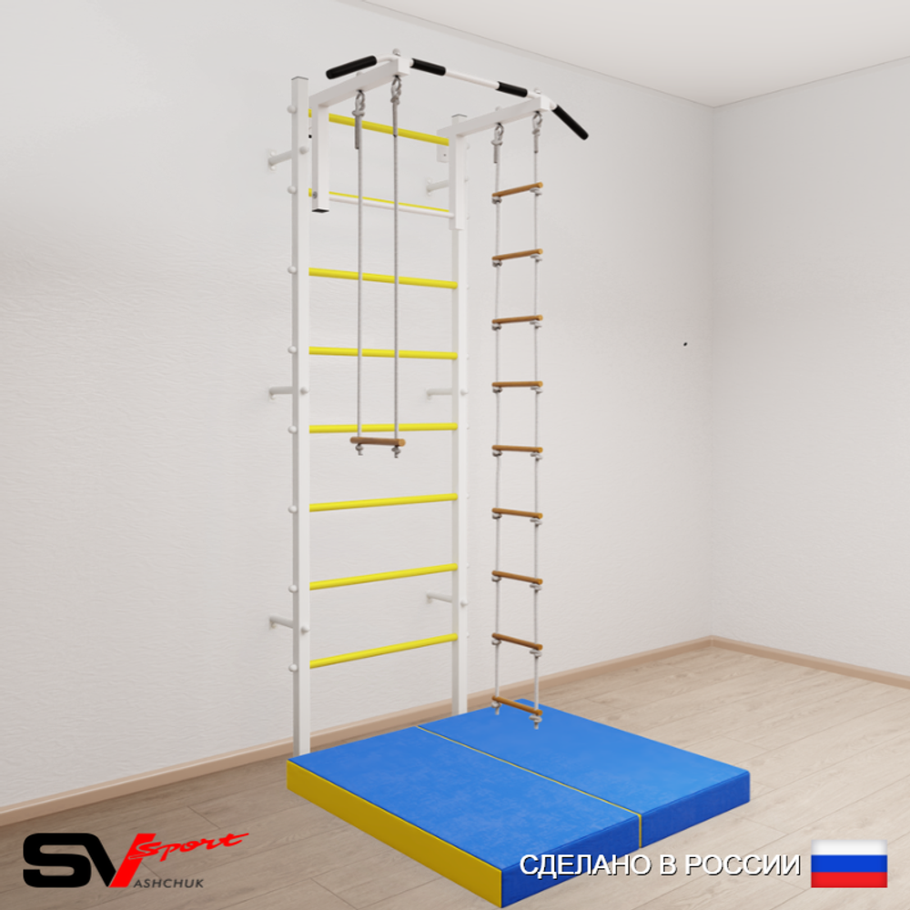 Шведская стенка Sv Sport усиленная 6184 (Турник стандарт/Лестница/Трапеция/Мат 1м)