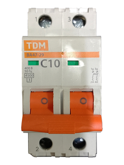 Автоматический 2-полюсный выключатель TDM С10 ВА47-29 SQ0206-0091