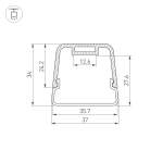 Профиль с экраном LINE-D-3734-2000 TETRA OLIVE GREY+OPAL (Arlight, Алюминий)