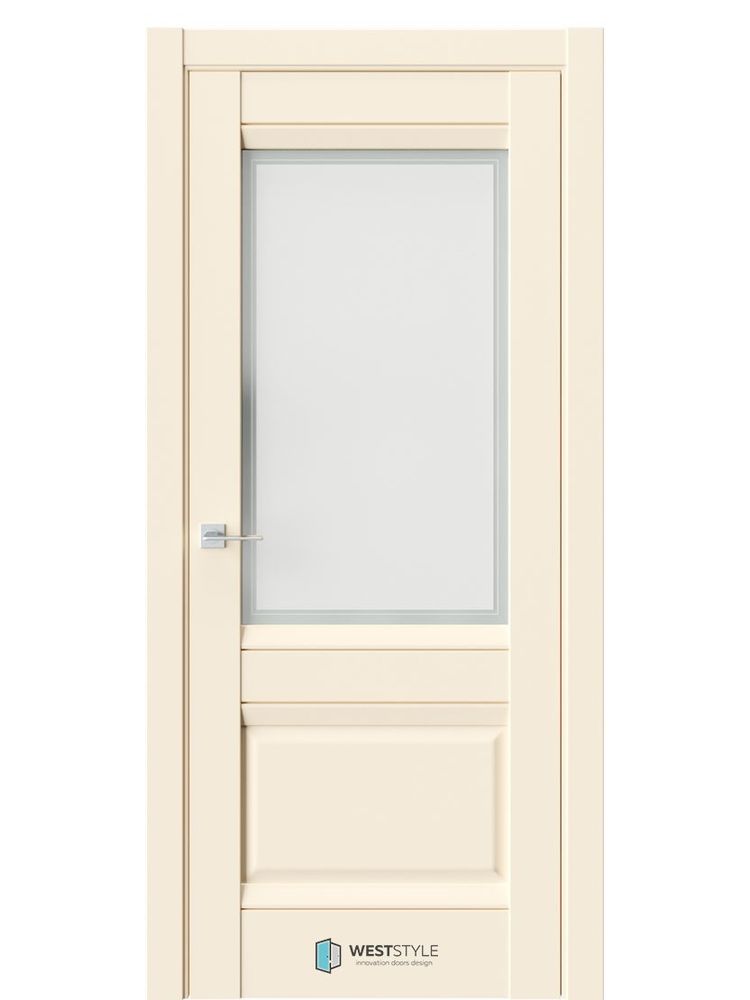 ДВЕРИ WestStyle  PL11F EmLayer Бежевый /Белое Сатинат /Молдинг ДО