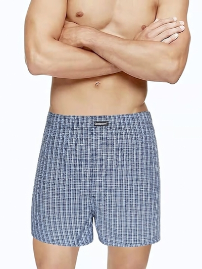 Синие хлопковые трусы-боксеры +size в клетку (Размер: XXXL) (Цвет: синий)