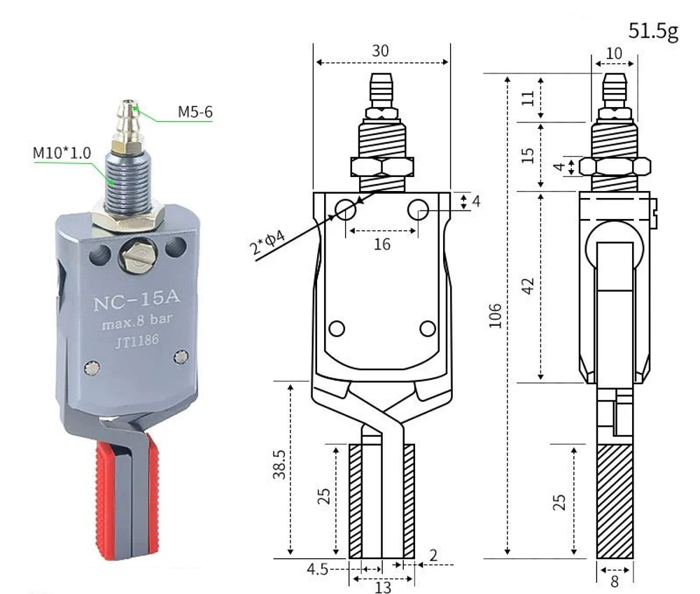 Mini-nc-15a (internal support range: 13-33mm) external teeth without detection
