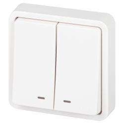 Выключатель ЭРА Эксперт 11-1525-01 двойной с подсветкой IP55 10АХ-250В СУ белый | Эра Эксперт