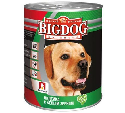 Зоогурман "BIG DOG" влажный корм для собак индейка с белым зерном 850 г