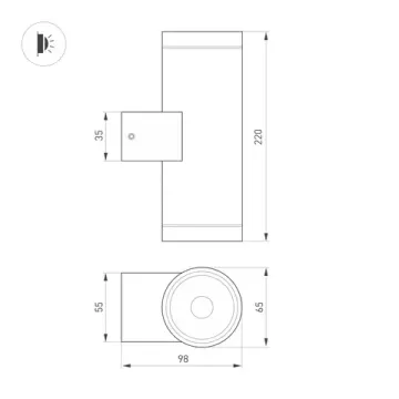 Светильник настенный 2*12W 3000K 044231 серый LGD-RAY-WALL-TWIN-R65-2x12W Warm3000 230V IP65 Arlight