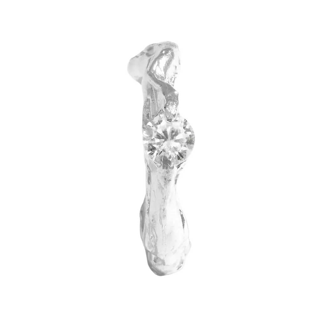 Кольцо в плавной оправе с белым фианитом / White Melt Ring