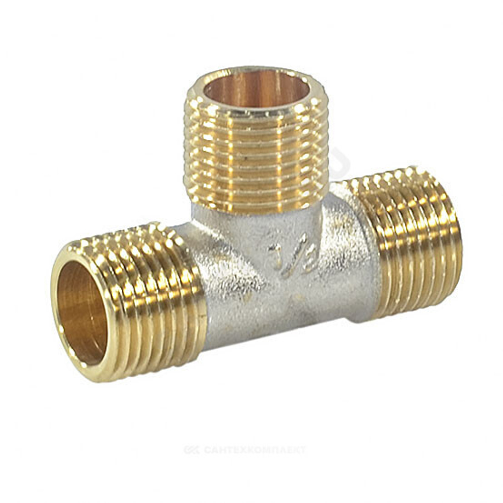 Тройник латунь никель Ду 25 (1") НР/НР/НР 9010 ГОСТ 32585-2013 Aquasfera 9010-03