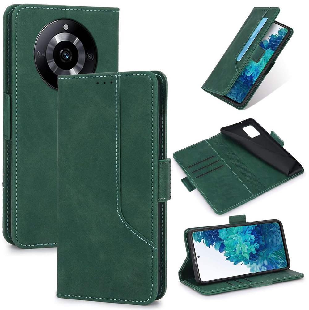 Стильный чехол-книжка из кожи для REALME 11 PRO/ 11 PRO PLUS с отделом для наличных, 3 слотами для карт и подставкой