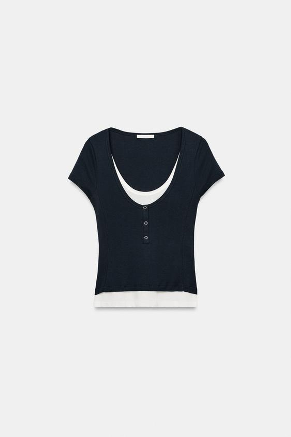 ZARA ФУТБОЛКА С ЭФФЕКТОМ МНОГОСЛОЙНОСТИ, МОРСКОЙ СИНИЙ