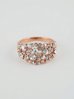 Кольцо Россыпь из белых камней-хамелеонов Swarovski