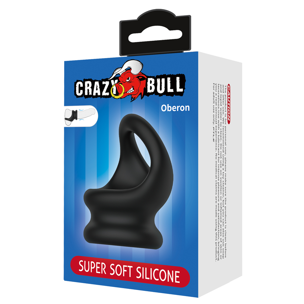 Эрекционное кольцо с мошоночным захватом из силикона черное CRAZY BULL BI-210240