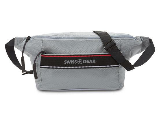 Сумка на пояс SWISSGEAR, светло-серая, полиэстер с плетением рип-стоп с двумя армированными нитями, 38 x 5 x 15 см