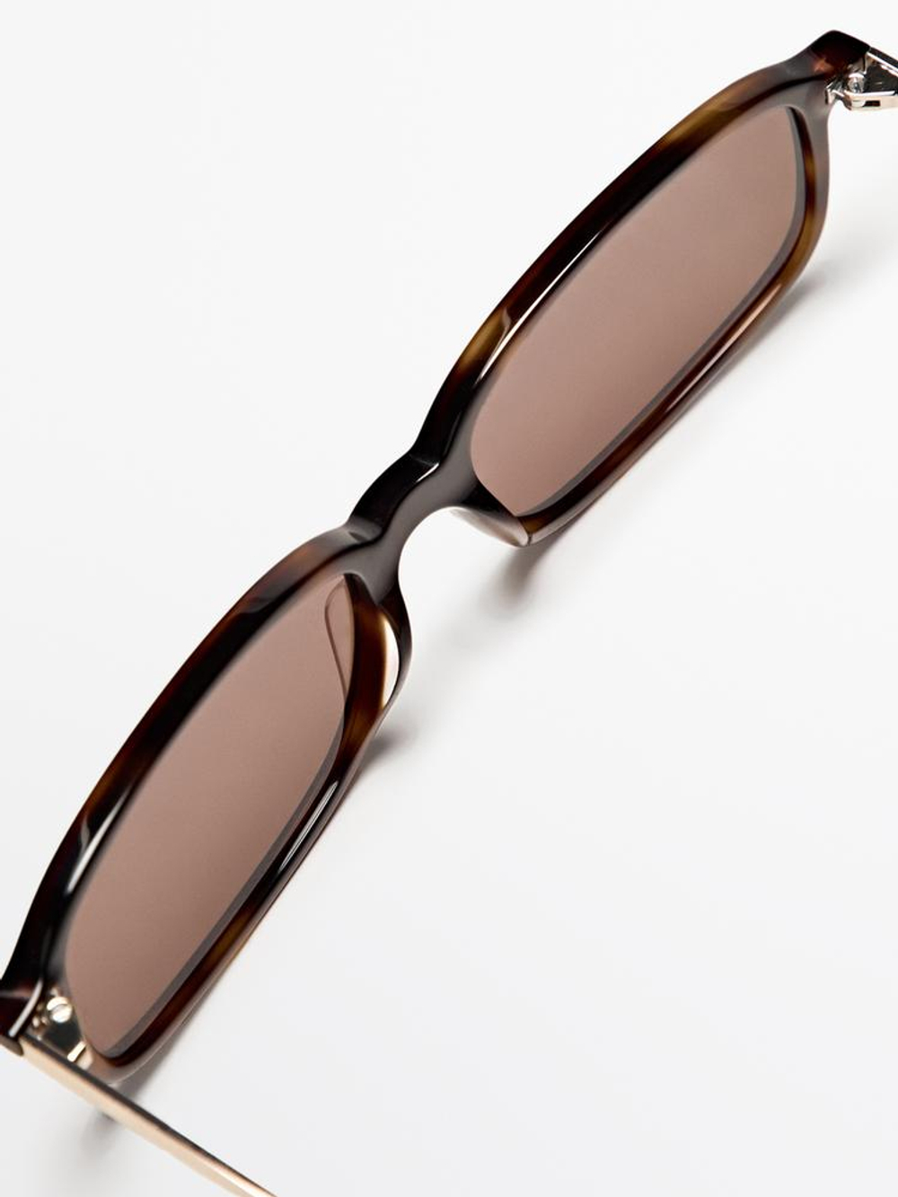 Massimo Dutti Контрастные прямоугольные солнцезащитные очки, коричневый
