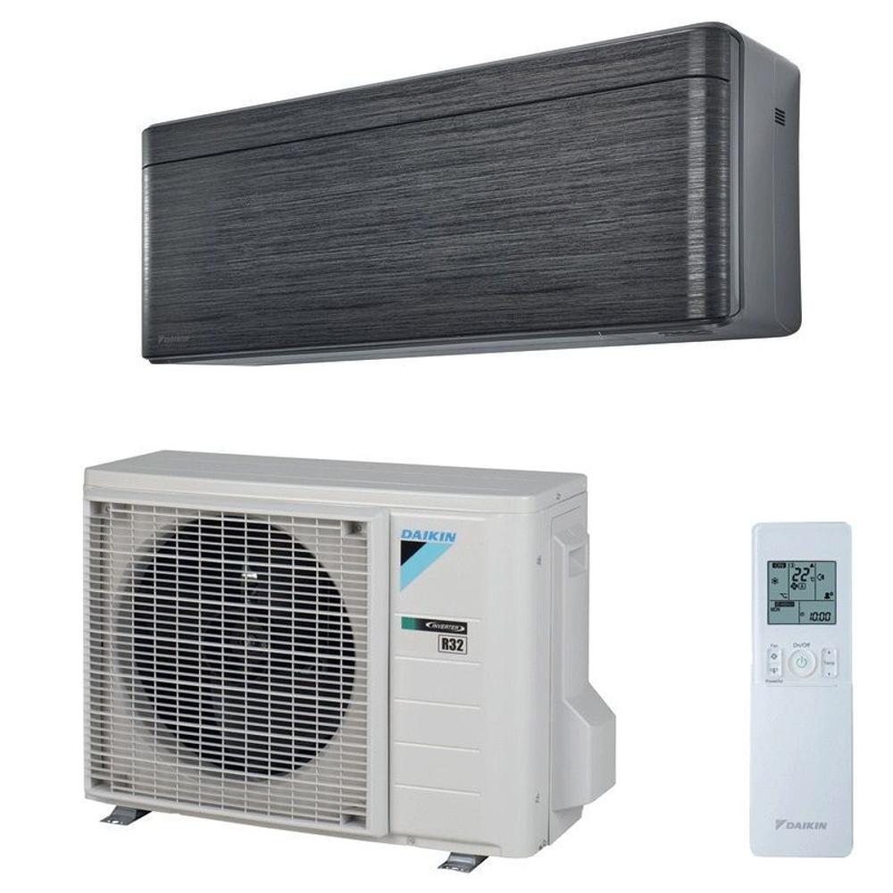 Кондиционер Daikin Stylish FTXA25BT/RXA25A Inverter. Цвет: Панель цвета чёрного дерева, корпус чёрный