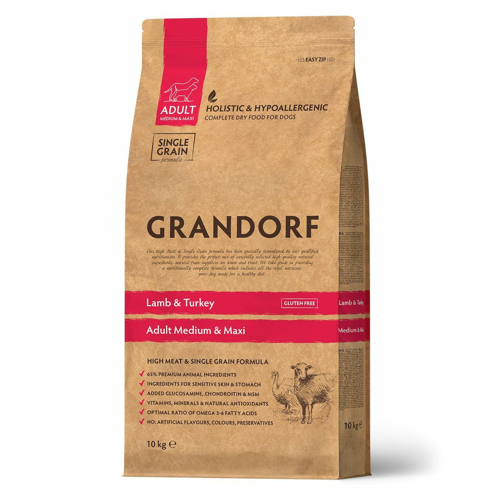 Сухой корм Grandorf Adult Medium для взрослых собак средних и крупных пород ягненок с индейкой 10 кг