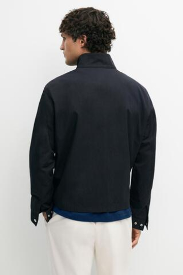 Massimo Dutti Куртка с высоким воротником из смесовой хлопковой ткани, темно-синий