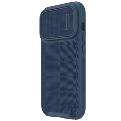 Чехол текстурный синего цвета для iPhone 14 Pro Max, Nillkin серия Textured Case S Magnetic Case, c поддержкой беспроводной зарядки MagSafe и полуавтоматический механизм сдвижной шторки