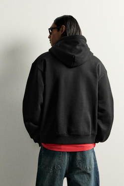 ZARA БАЗОВОЕ ХУДИ СВОБОДНОГО КРОЯ, ЧЕРНЫЙ