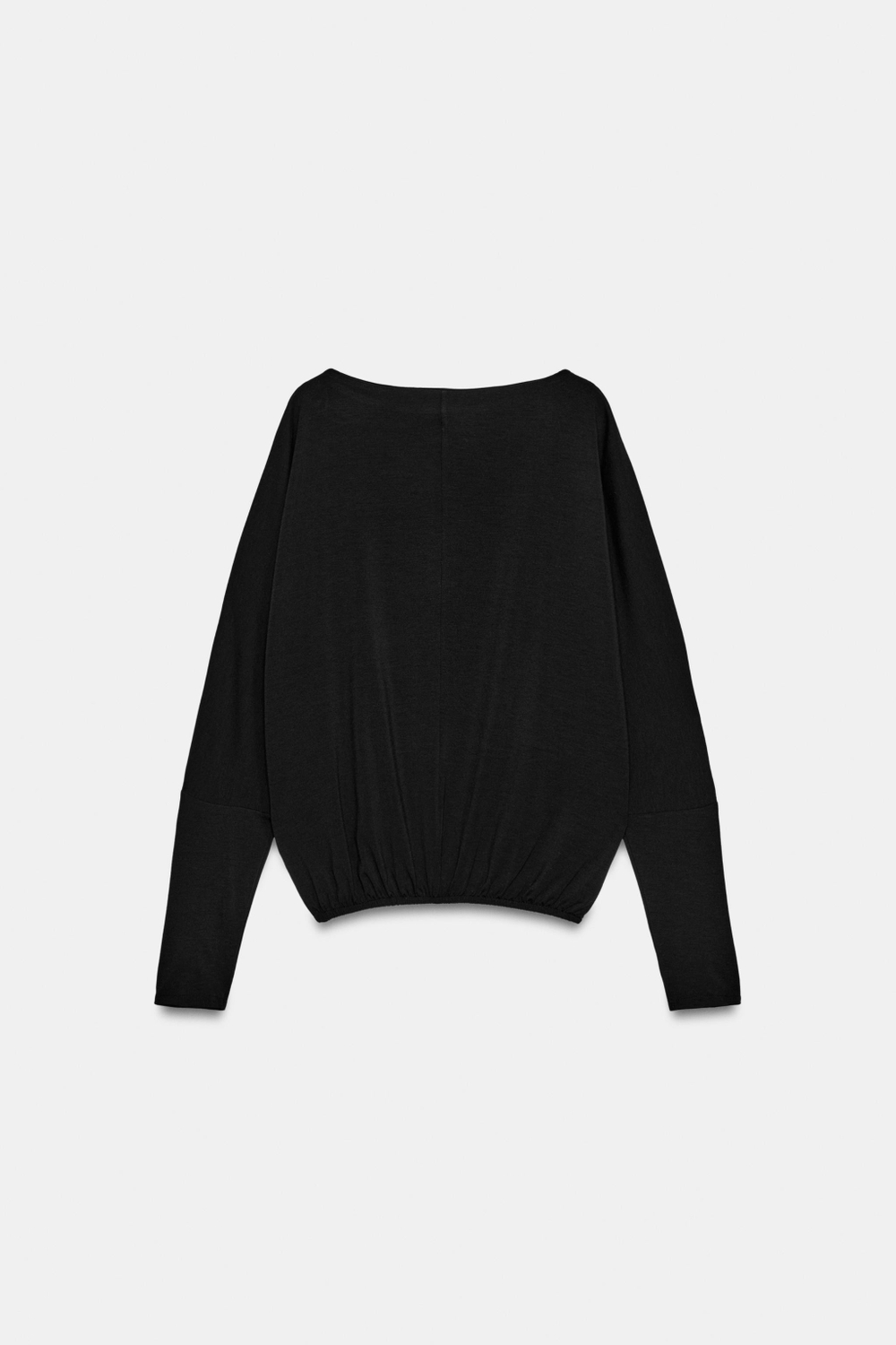 ZARA ФУТБОЛКА С ЭЛАСТИЧНЫМ НИЗОМ, ЧЕРНЫЙ