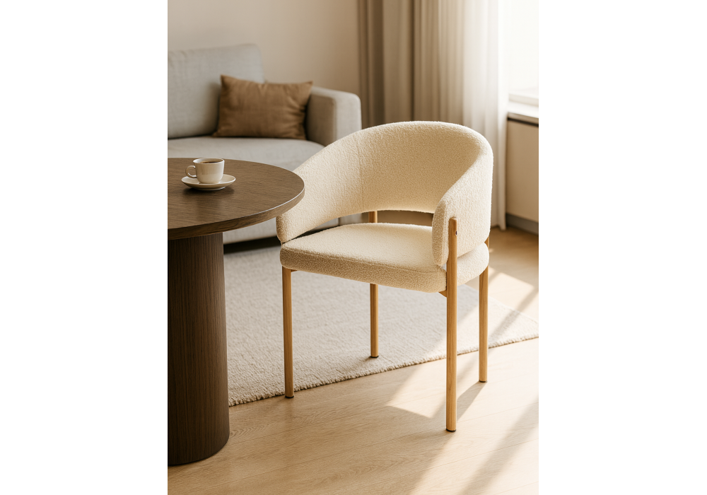 Стул на металлокаркасе Woodville Janin white, wooden metal