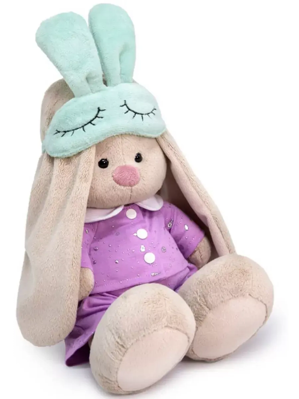 Мягкая игрушка Зайка Ми в пижаме с маской для сна 18 см