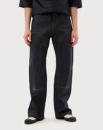 RICK OWENS DRKSHDW БРЮКИ ЦВЕТА ИНДИГО LIDO DOUBLE KNEE GETH CUT