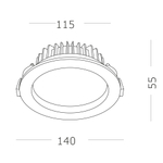 Светильник встраиваемый LED 18W 3000K 1 440Lm Ra80 100° IP44 D140xH52 100-240V