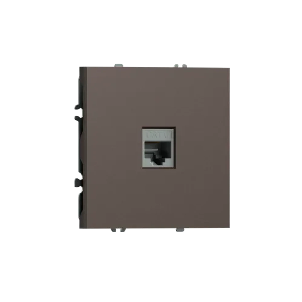 Компьютерная розетка одиночная RJ45 (cat.6/ClassE-8), мокко DONEL S08