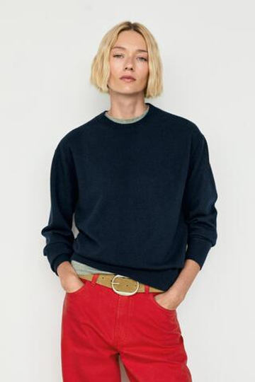 Massimo Dutti Джемпер из 100% кашемира с длинными рукавами, темно-синий