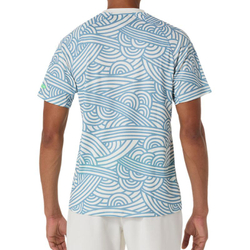 Мужская теннисная футболка Asics Padel Court All Over Short Sleeve — cream/saba blue