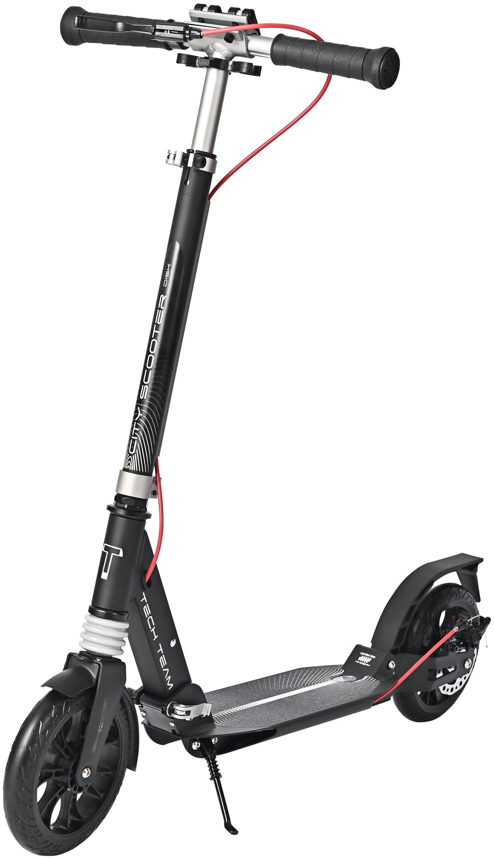 Детский 2-колесный городской самокат TechTeam City Scooter Disk Brake 2020, черно-серый