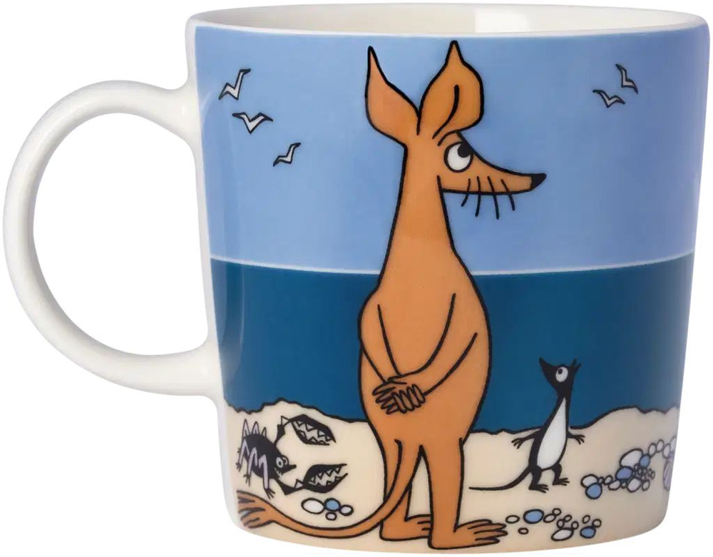 Кружка Arabia Moomin "Нипсу на пляже", фарфор Vitro, синяя, 300 мл (из Финляндии)