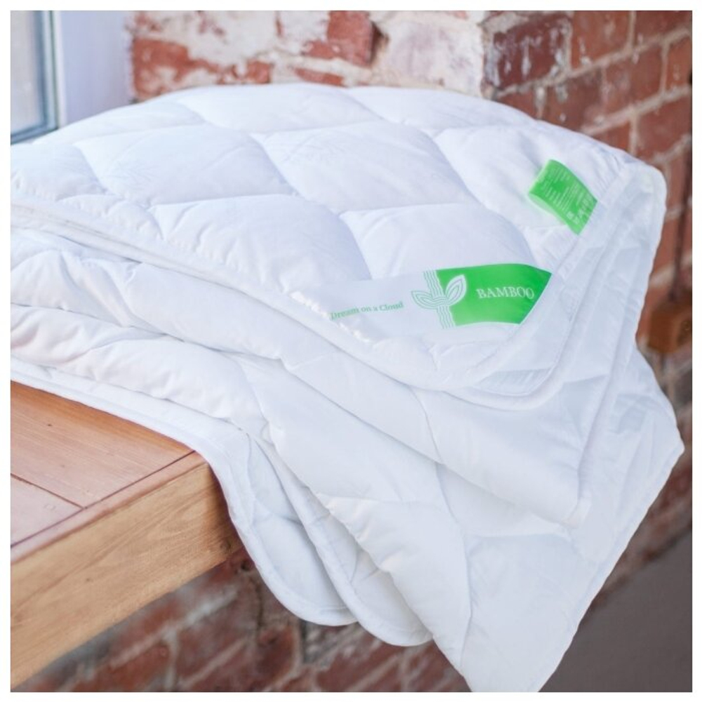 Одеяло GoldTex HomeTextile BAMBOO бамбук/сатин-жаккард 172*205см. 2сп. Белый