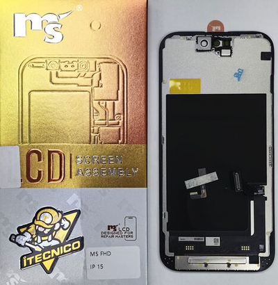 Дисплей iPhone 15 Full HD 1920x1080P; Original 1:1 size; 90HZ; IC Removable; Бренд MS (Incell COF)