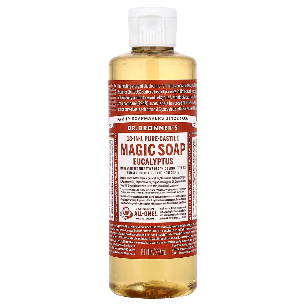 Dr. Bronner's, 18-in-1 Pure-Castile Magic Soap, Eucalyptus, 8 fl oz (237 ml)