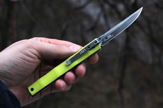 Складной нож CRKT 7096YGK CEO Bamboo c клинком из стали 8Cr13MoV, рукоять GRN / Stainless Steel