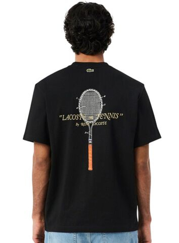 Мужская теннисная футболка Lacoste Embroidered Cotton - black