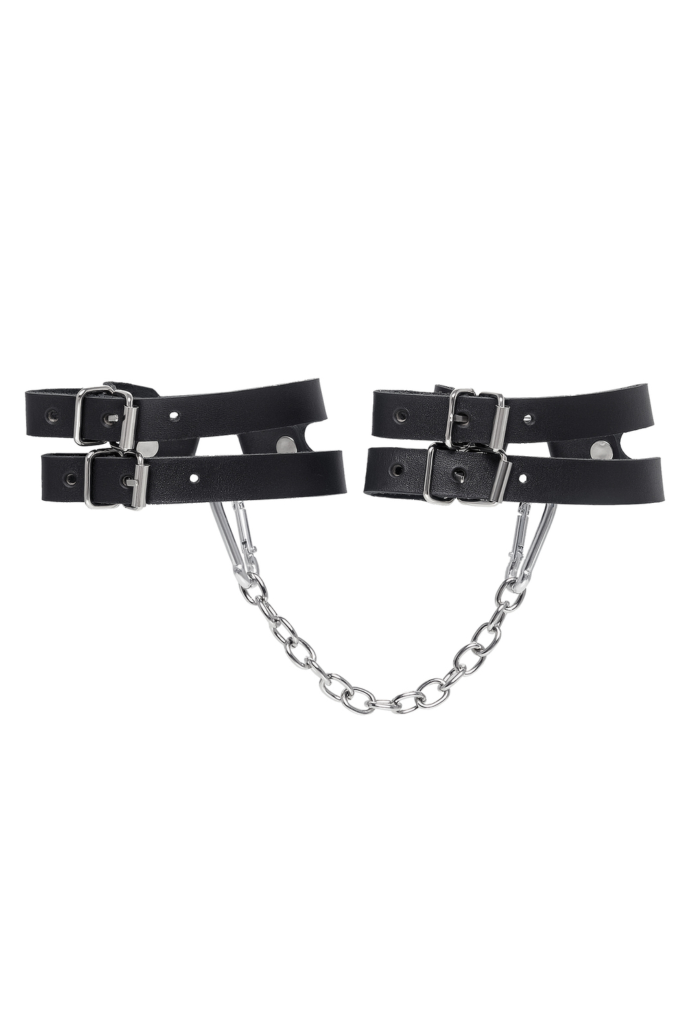 Оковы BDSM из двух ремешков натуральная кожа чёрные