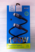 Кабель DENMEN D59C Type-C-Type-C 100W 3A 1м Nylon Black