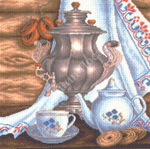 "Натюрморт с самоваром"-1413 канва с рисунком