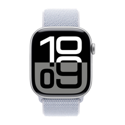 Apple Watch Series 10, 42 мм, Умные часы Корпус из алюминия цвета Сереристого, спортивный браслет дымчато-голубого цвета (MWWD3)