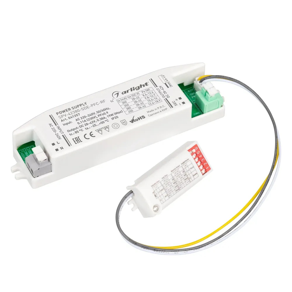 Блок питания SPV-42380-SDE-PFC (19W, 28-42V, 380mA, 5.8GHz) (Arlight, IP20 Пластик, 5 лет) Блок питания SPV-42380-SDE-PFC (19W, 28-42V, 380mA, 5.8GHz) (Arlight, IP20 Пластик, 5 лет)
