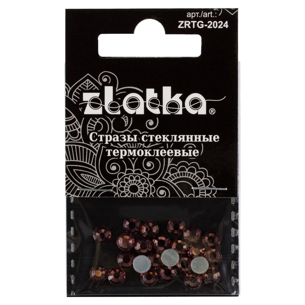 Стразы клеевые стекло 4.7 мм, 5х24 шт, SS20 №17 св.коричневый (Smoked Topaz), Zlatka ZRTG-2024